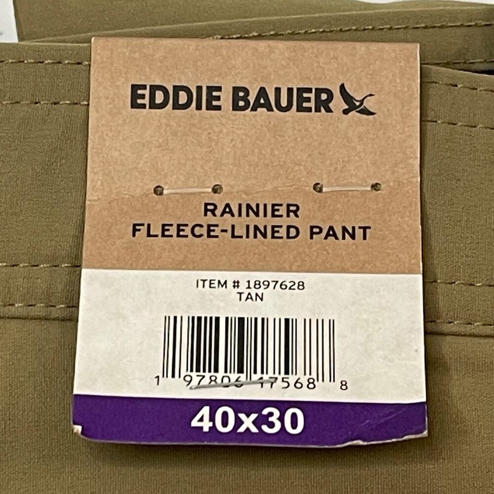 Eddie Bauer Men’s Fleece Lined Pants Water Resistant, Stretch, Zipper Pockets - Picture 9 of 9